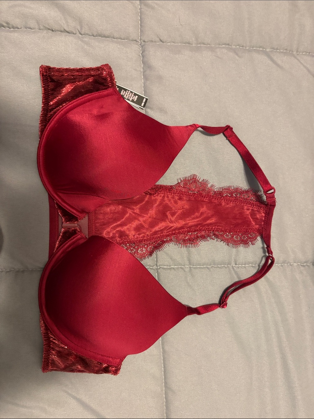 Victoria's Secret Red Satin & Lace Racerback Bra